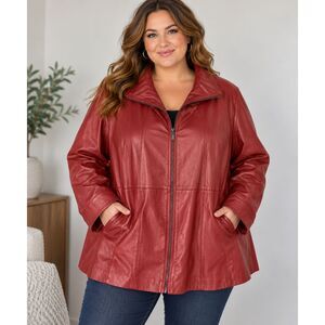 Roaman’s 24W Burgundy Red Genuine Leather Jacket Plus Size w/pockets classiccore